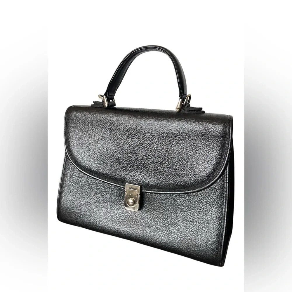 Burberry Vintage Classic Black Leather Top-Handle Satchel Bag - Picture 2 of 15